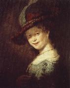 Rembrandt van rijn portratt av den unga saskia oil